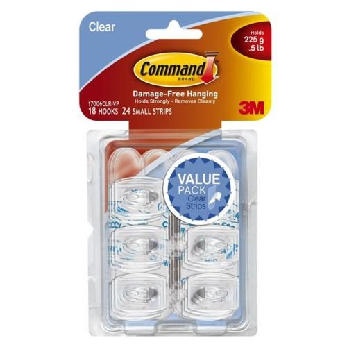 3M Command Strips 17006CLR-VP Hook Mini - Clear Value Pack [7011387518] Carousel 1