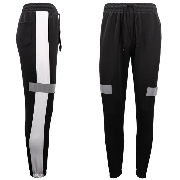 Men's Casual Sports Track Pants w Reflective Tape Striped Jogging Sweat Trous... Carousel 1