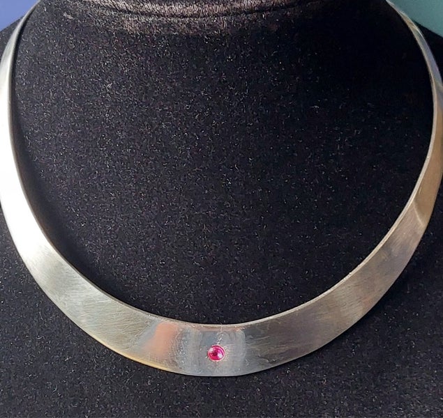 Stylish sterling silver genuine ruby 925 choker collar necklace Carousel 8