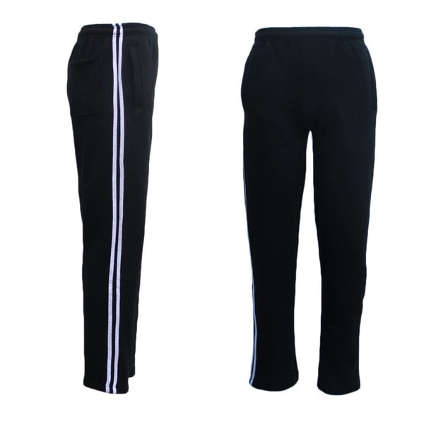 New Men's Fleece Lined Striped Casual Sport Track Suit Sweat Pants Gym Tracki... Carousel 1