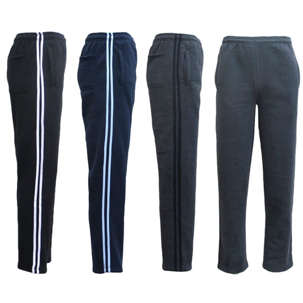 New Men's Fleece Lined Striped Casual Sport Track Suit Sweat Pants Gym Tracki... Carousel 2