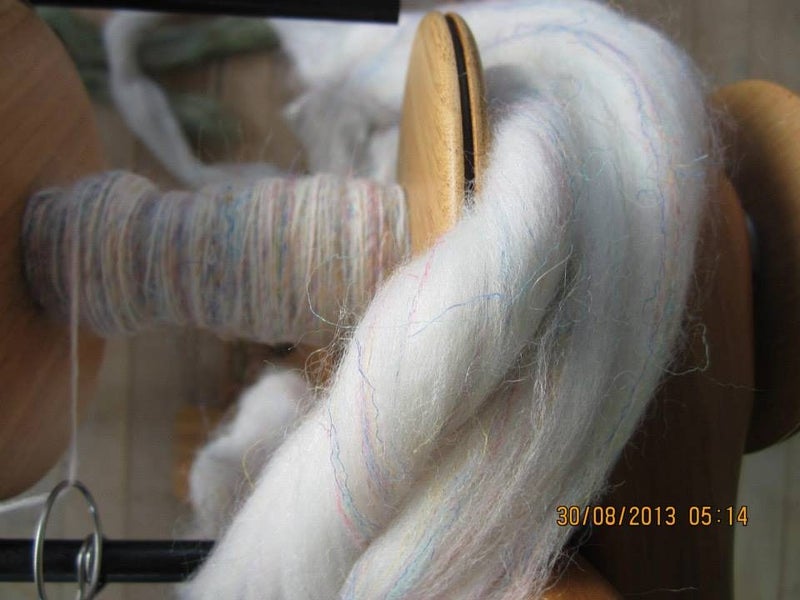 200gms "White" Corrie Fizz - Wool/Llama/Rayon Carousel 2