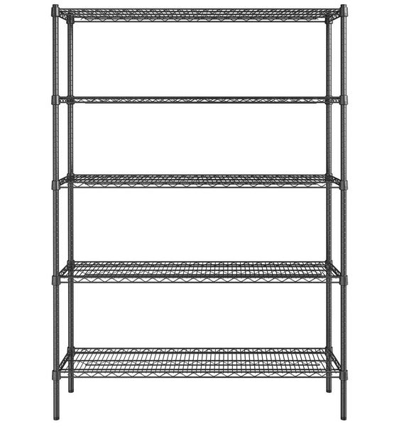 Epoxy 5 Tier Chrome Wire Shelving 1200x450xH1800 Black Refrigerate Carousel 1