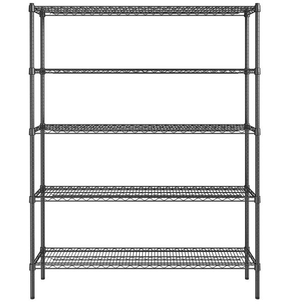 Epoxy 5 Tier Chrome Wire Shelving 1500x450xH1800 Black Refrigerate Carousel 1