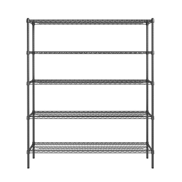 Epoxy 5 Tier Chrome Wire Shelving 1800x450xH1800 Black Refrigerate Carousel 1