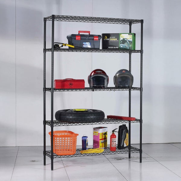 Epoxy 5 Tier Chrome Wire Shelving 1800x450xH1800 Black Refrigerate Carousel 8