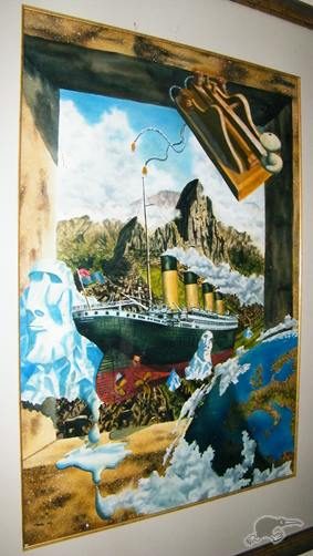 RMS TITANIC Painting Water Colour ORIGINAL Surrealistic AWESOME Signed ART WORK64351025543426113