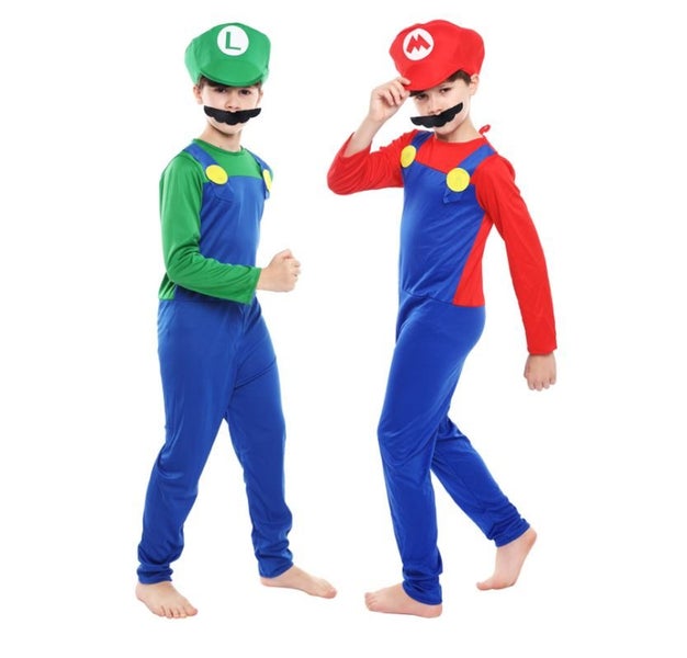 Super Mario Costume - Mario RED with Hats and Mustache 120-130 Medium Carousel 1