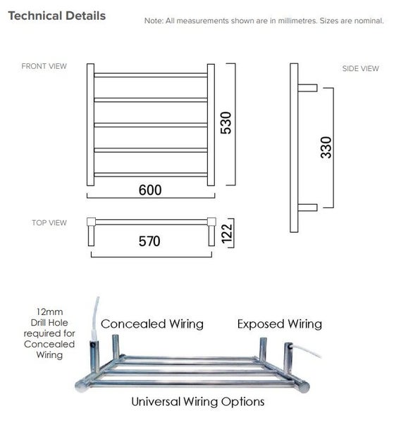 Quadro Square Ladder 5 Bar 530x600 - Brushed Nickel Carousel 2