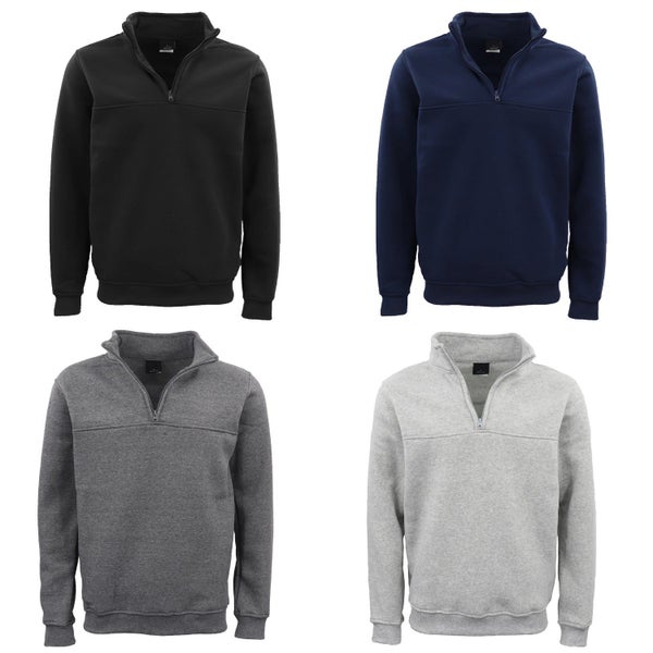 New Men's Unisex Adult Half-Zip Fleece Jumper Pullover Stand Collar Jacket Sh... Carousel 2