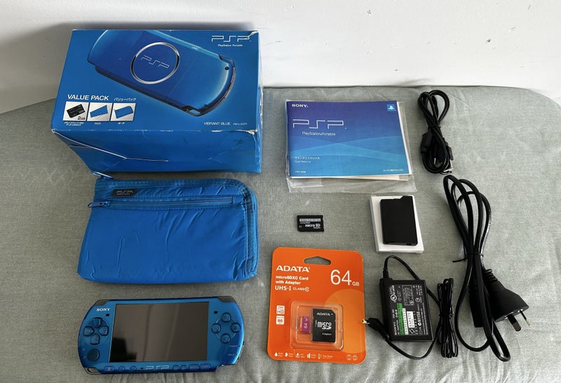 PSP 3000 – Carnival Blue Value Pack | 64GB | Fully Set Up63910431608449110