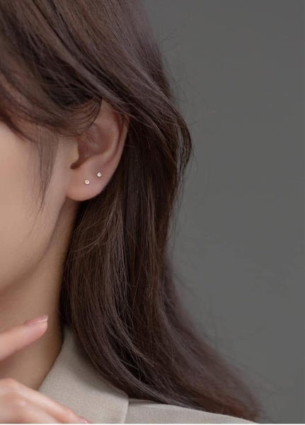 5 PAIR- FINE SILVER MINI CRYSTAL BALL STUDS – Random Colours Carousel 1