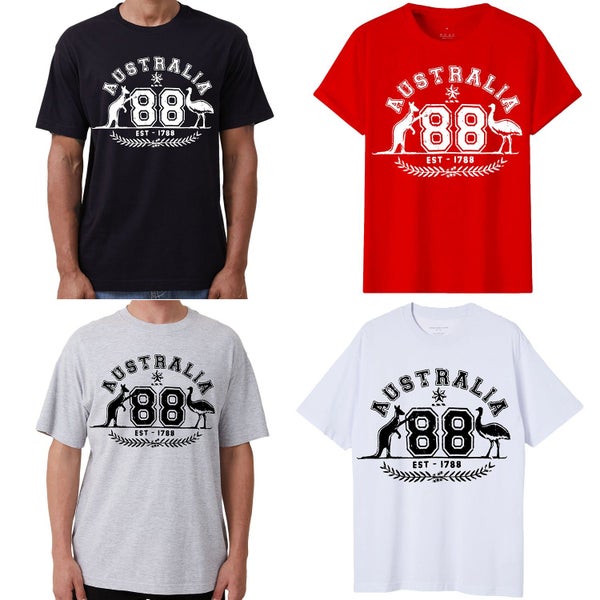 Adult Unisex 100% Cotton T Shirt Australia Kangaroo Emu Aussie Souvenir Tee T... Carousel 2
