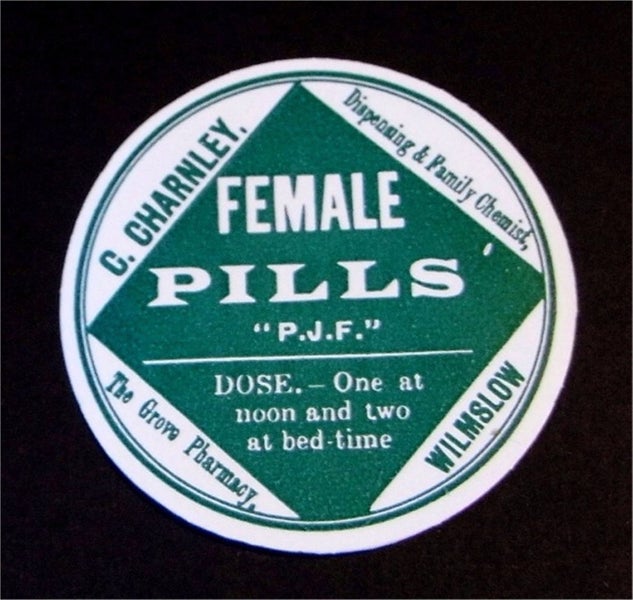 FEMALE PILLS vintage 1930 label - If only it were this easy! Carousel 1