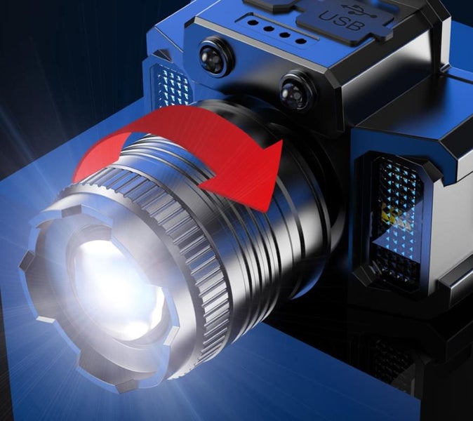 LED Head Lamp Flashlight USB Rechargeable Head Lamp Adjustable Focus Sense Head Carousel 2