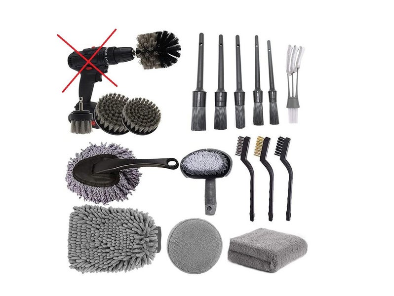 18Pcs Car Cleaning Set with Towel Glove Brushes Drill Brush Car Inner and Outer Carousel 1
