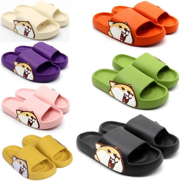 Pillow Slides Sandals Anti-Slip Ultra Soft Slippers Shoes Cute Shiba Inu Clou... Carousel 2