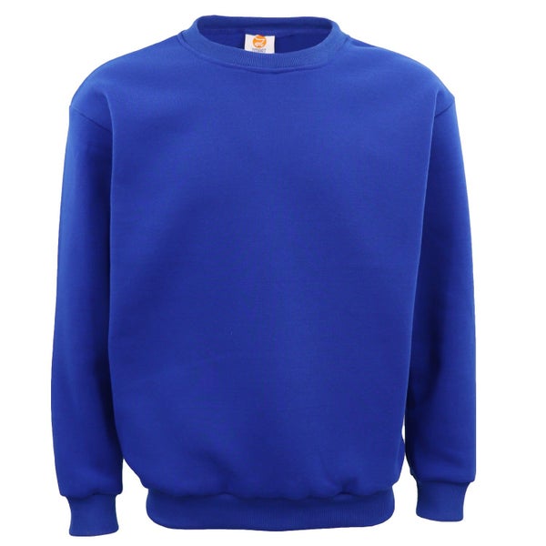 New Adult Unisex Plain Pullover Fleece Jumper Mens Long Sleeve Crew Neck Swea... Carousel 1