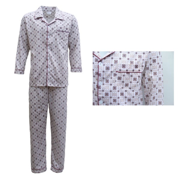 New Mens Cotton Pajamas Pyjamas PJs Set Long Sleeve Shirt Tops + Pants Sleepw... Carousel 5