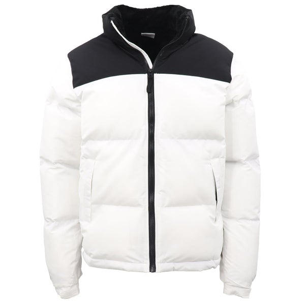 Men's Thick White & Black Fur-Lined Puffer Jacket - Heavy Winter Zip Coat Carousel 1