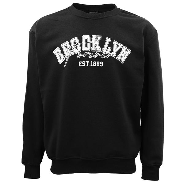 Men's Black Oversized Brooklyn Fleece Pullover Jumper Unisex Sweatshirt Carousel 1