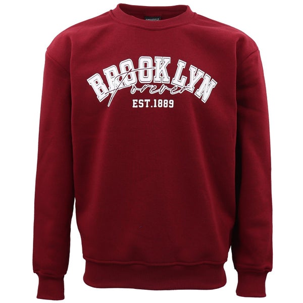 Men's Maroon Oversized Brooklyn Fleece Pullover Jumper Unisex Sweater Carousel 1