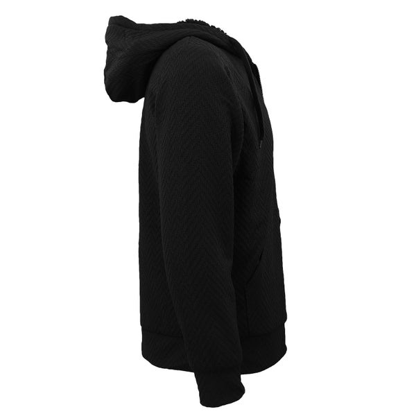 Black Sherpa Lined Jacquard Zip Jacket - Men's Winter Hooded Coat Carousel 2