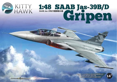 Kitty Hawk 1/48 Saab JAS-39B/D Gripen Swedish Fighter Jet Model Kit KH8011864145310439171110