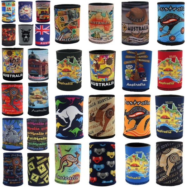 6x Australia Stubby Stubbie Holder Beer Bottle Tin Can Drink Alcohol Cooler Gift Carousel 2