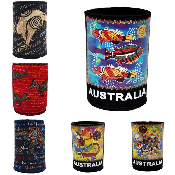 6x Australia Stubby Stubbie Holder Beer Bottle Tin Can Drink Alcohol Cooler Gift Carousel 1