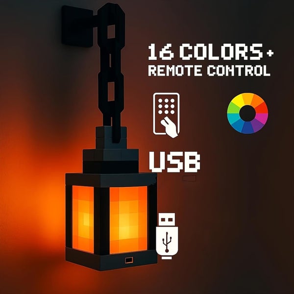 Pixel Lantern Night Light 16 Color LED Rechargeable Mood Lamp for Bedroom Decor Carousel 2