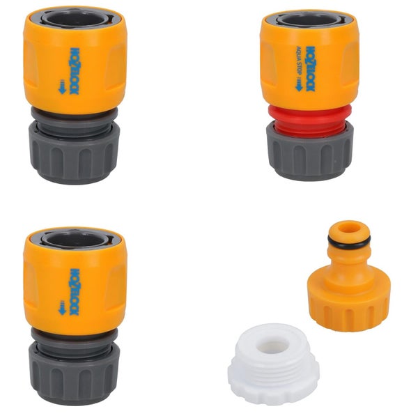 5PC Hozelock Garden Hose Fittings Tap Connectors Adapter Starter Kit Hose Pipe Carousel 1