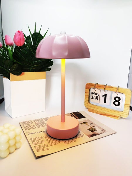 Elosung Pink Chic Mushroom Led Table Lamp Rechargeable Cordless Touch Control 3 Carousel 1