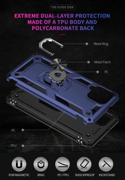 Samsung Galaxy M32 4G Military Armour Ring Case Navy Carousel 5