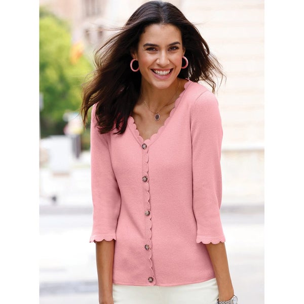 Beautiful Feminine Scallop Trim Cover Up - Size 16 - Pink Rose Carousel 1