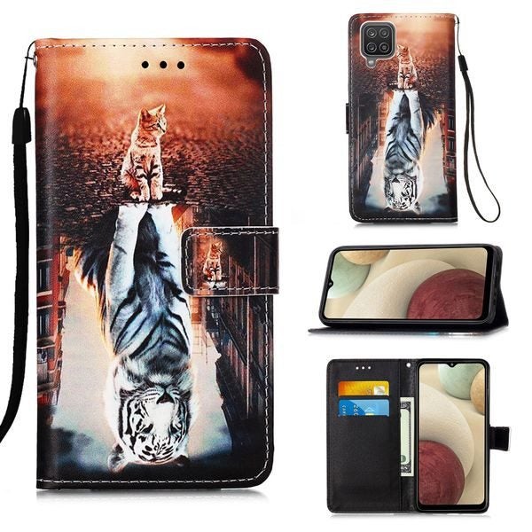 Samsung Galaxy A12 Designer PU Case Cat&Tiger Carousel 1