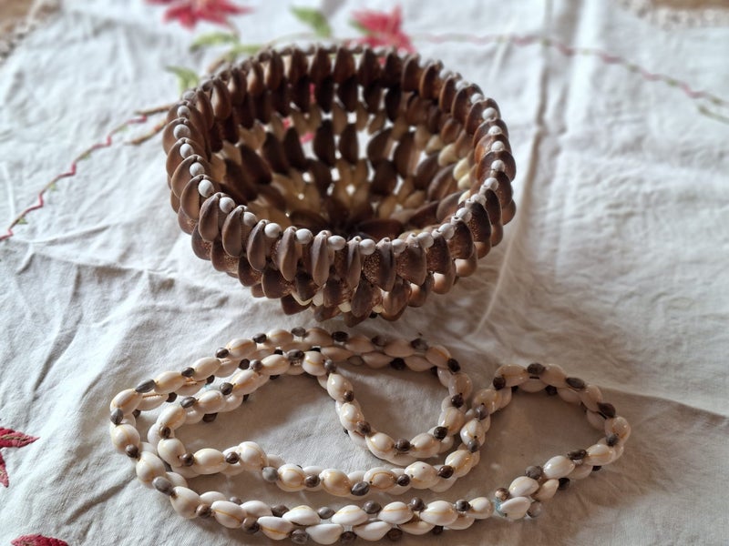 Vintage Shell Art - Bowl and Necklace. Carousel 1