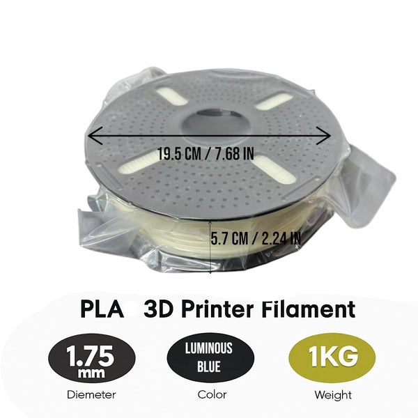 PLA Glow in the Dark Filament 1.75mm 1KG for 3D Printer - Glow Blue Carousel 7