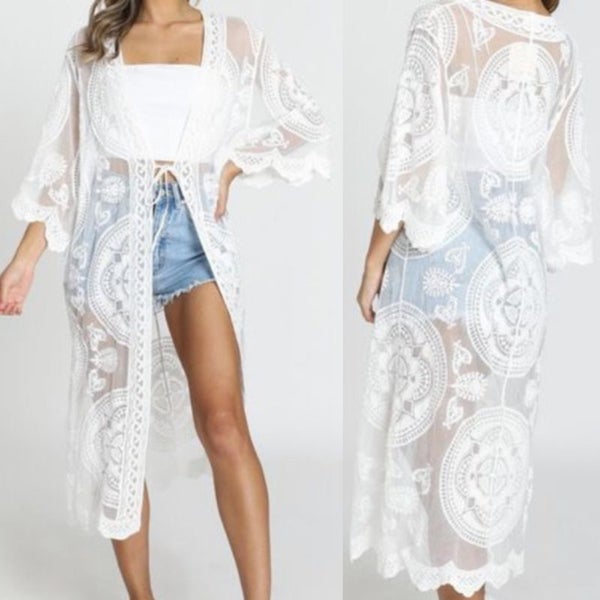 Floral Lace Kimono Dress Cape Cardigan 3572220 Carousel 1