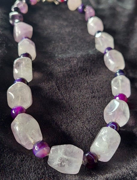 Eyecatching chunky genuine Amethyst sterling silver Necklace Carousel 1