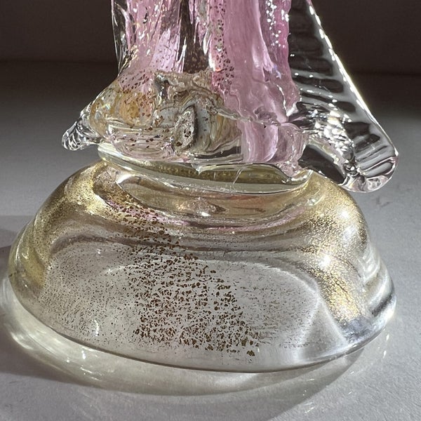 Vintage Pair of Murano Glass Carnival Dancing Figurines – Pink & Gold Fleck Carousel 14