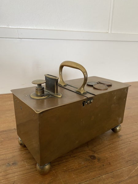 18th Century Penny slot mechanical brass tobacco honesty box. Carousel 1