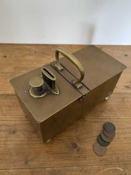 18th Century Penny slot mechanical brass tobacco honesty box. Carousel 15
