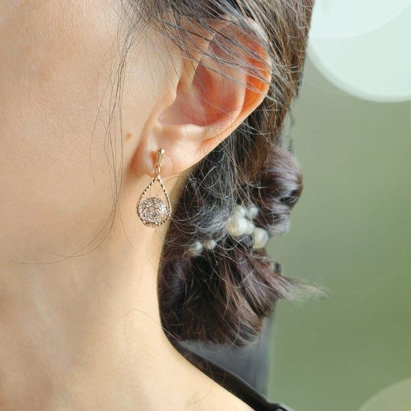 CRYSTAL TEARDROP EARRINGS – Rose Gold Tone Carousel 2