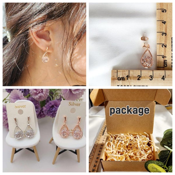 CRYSTAL TEARDROP EARRINGS – Rose Gold Tone Carousel 4