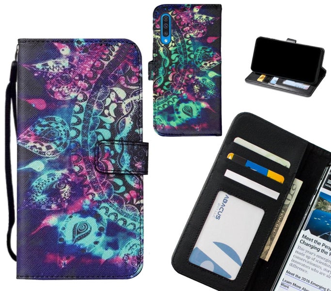 Galaxy A50 case leather wallet case printed ID Carousel 1