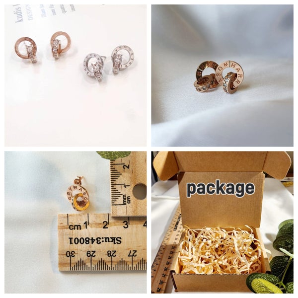 CLASSIC INTERLOCKING CRYSTAL ROMAN NUMERAL DANGLE EARRINGS – Rose Gold Tone Carousel 3