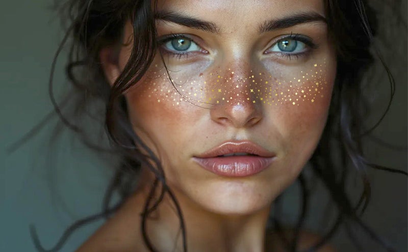 Glitter Freckles Face Tattoo - 24PCS Waterproof Gold Temporary Sparkle Patches Carousel 2