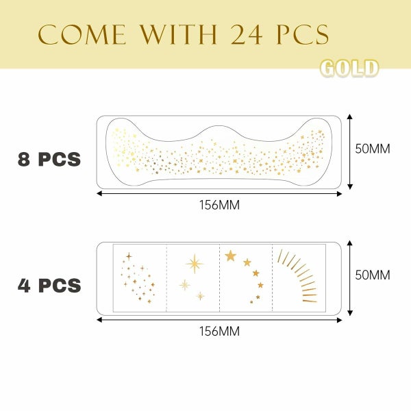 Glitter Freckles Face Tattoo - 24PCS Waterproof Gold Temporary Sparkle Patches Carousel 9