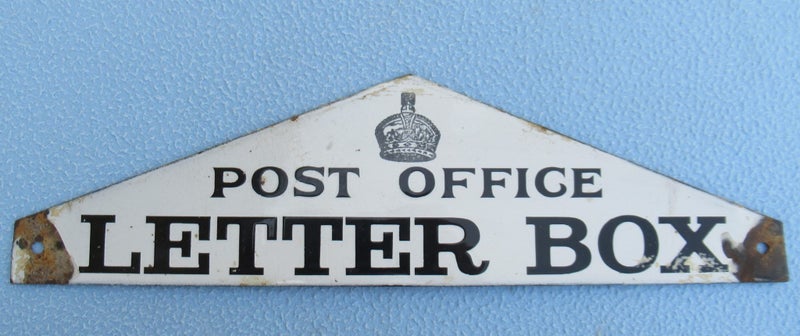 Antique Post office Letter Box enamel sign …Auct 1 Carousel 2